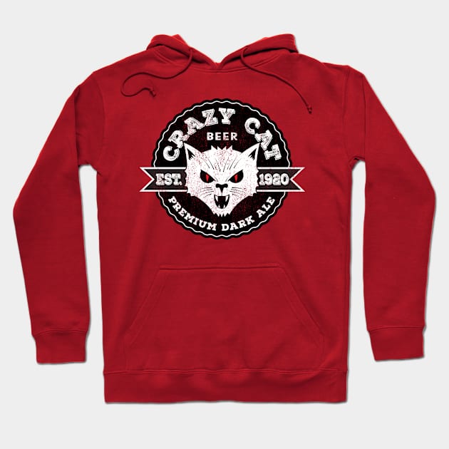 Crazy Cat Beer Hoodie by Graphico